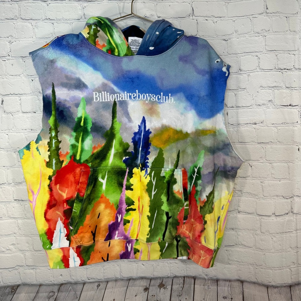 Billionaire Boys Club BBC Watercolor Tree Print Sleeveless Hoodie Mens XXL